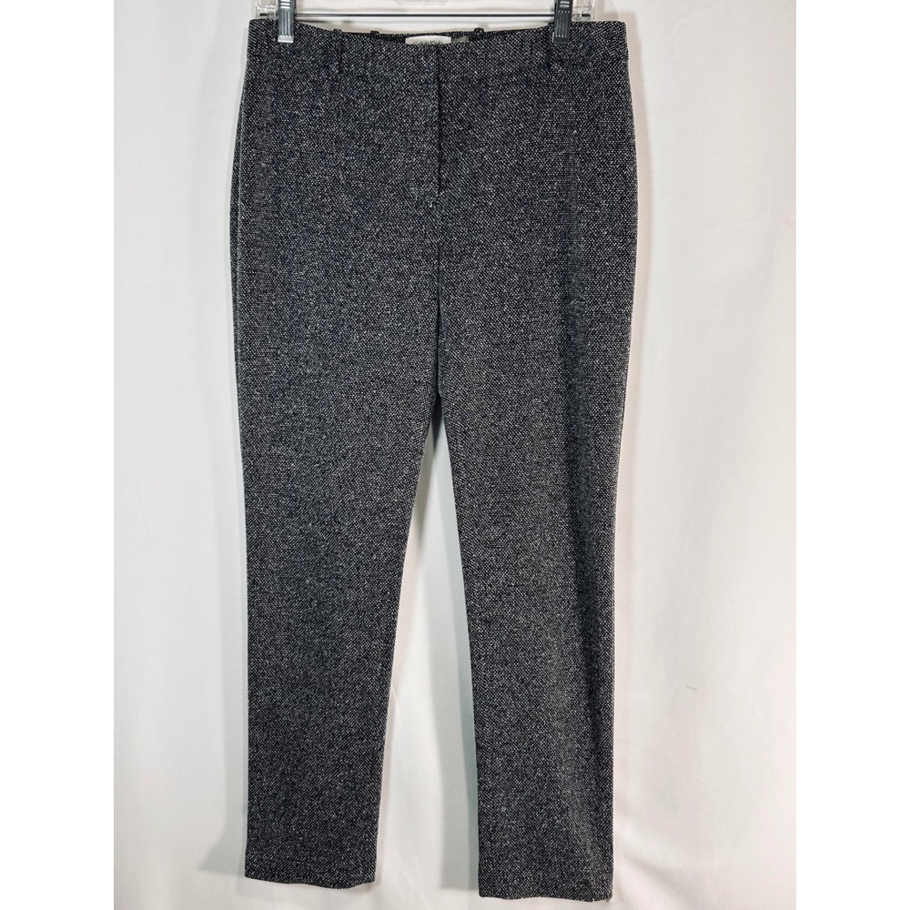 Calvin Klein Womens Slim Fit Textured Tweed Dress Pants Black White 6